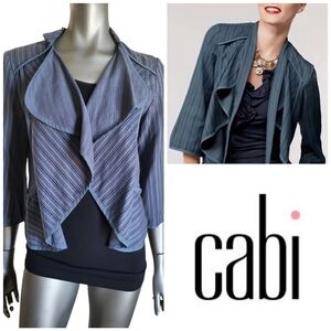 69B. CAbi #870 Blue Blazer Asymmetrical Waterfall Design - Size Med